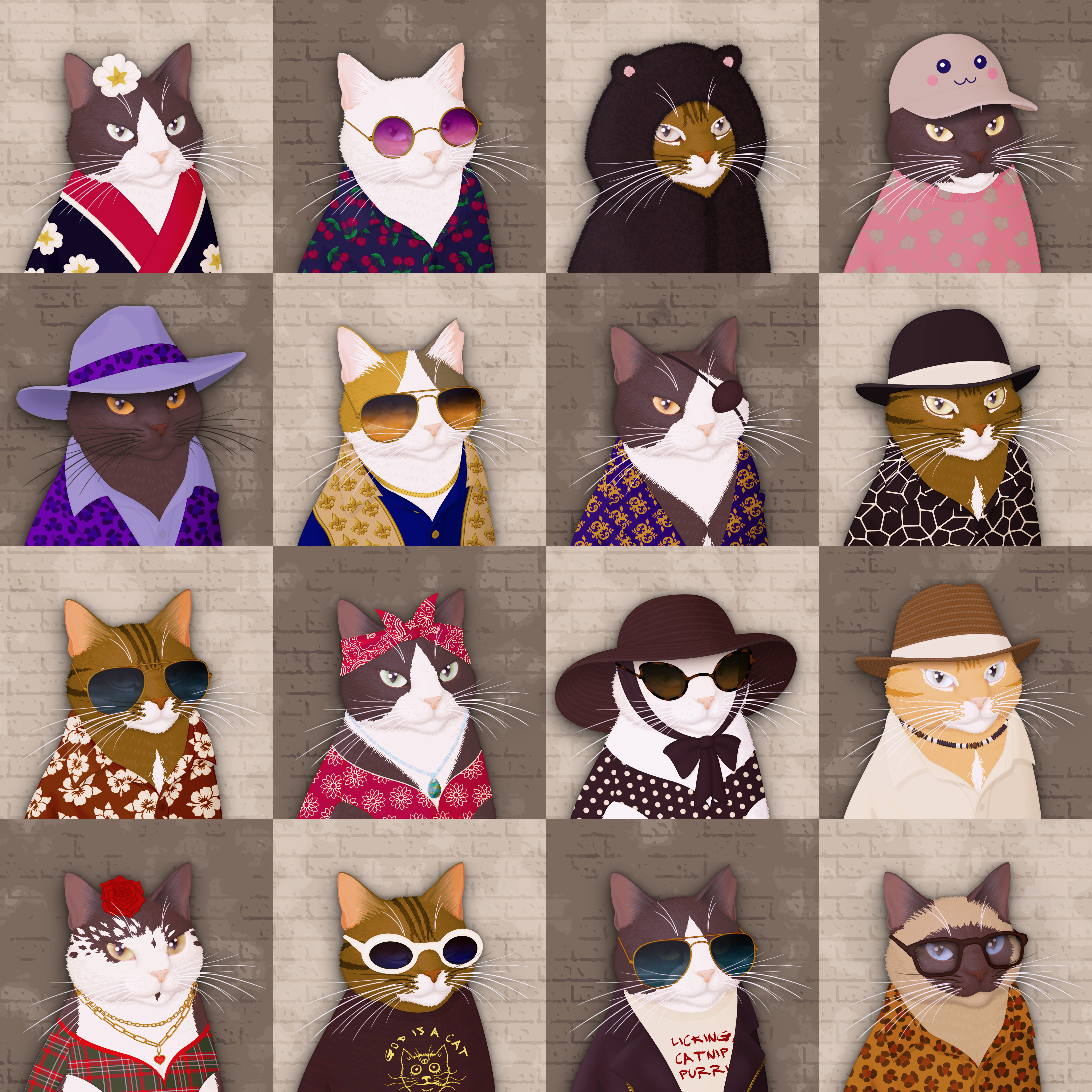 Series of Cat Portraits: Scolliecat Allstars